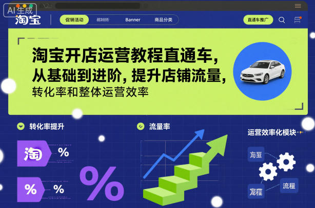 淘宝开店运营教程直通车，从基础到进阶，提升店铺流量，转化率和整体运营效率(更新26年1月)-柒浠资源网