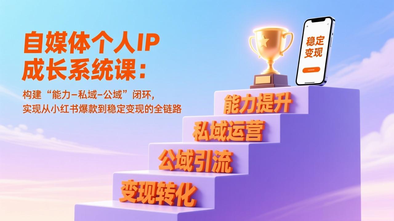 自媒体个人IP成长系统课：构建“能力-私域-公域”闭环，实现从小红书爆款到稳定变现的全链路-柒浠资源网