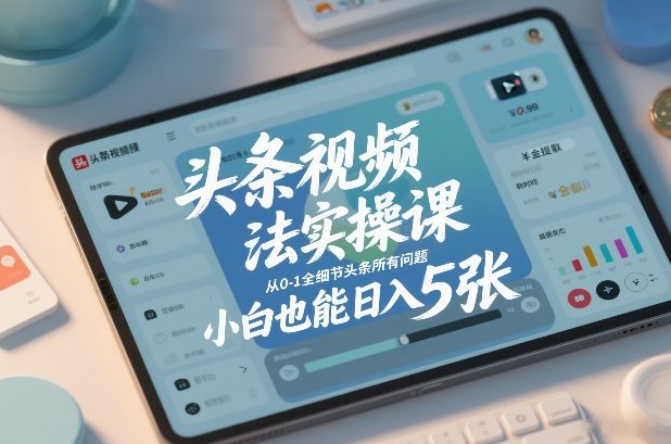 头条视频玩法实操课，从0-1全细节头条所有问题，小白也能日入5张-柒浠资源网
