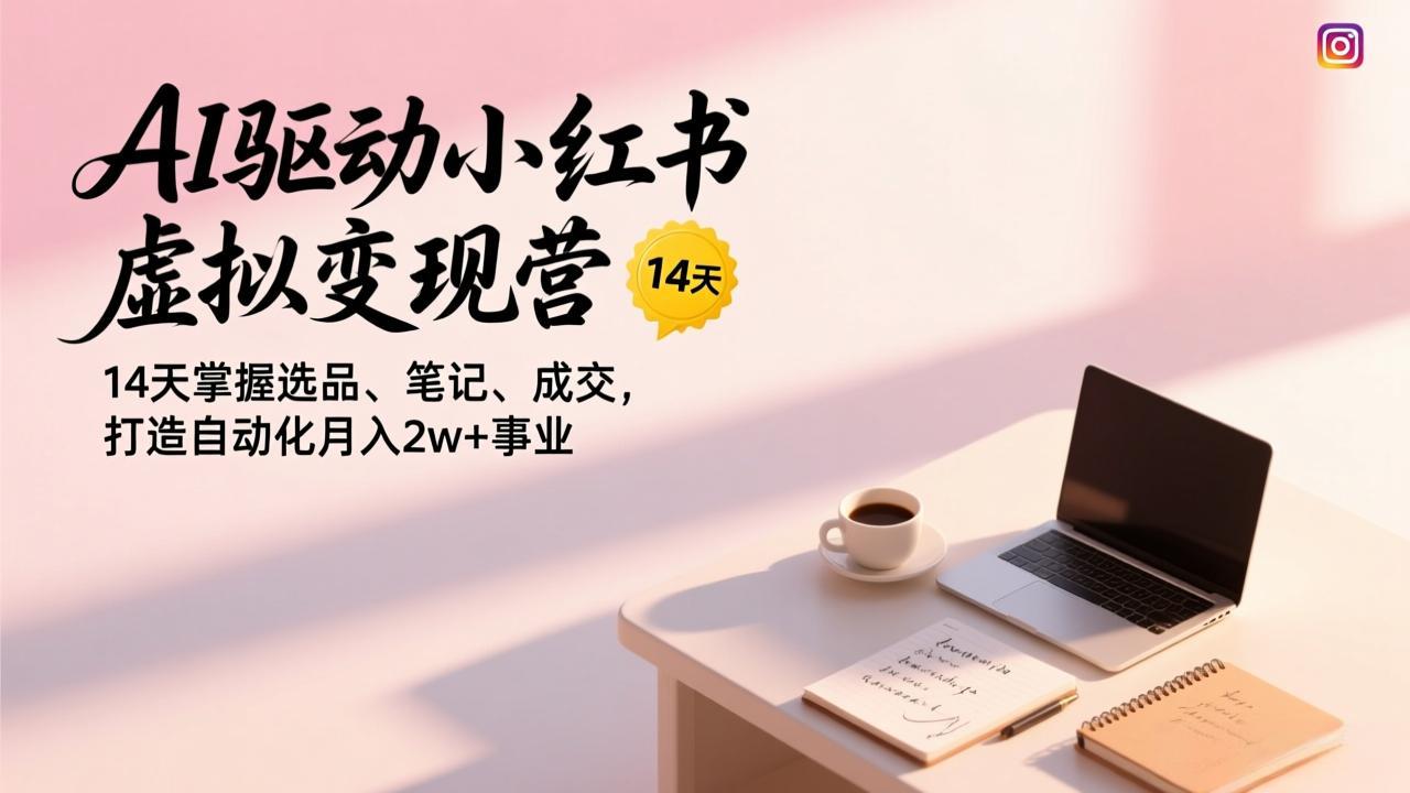 AI驱动小红书虚拟变现营，14天掌握选品、笔记、成交，打造自动化月入2w+事业-柒浠资源网