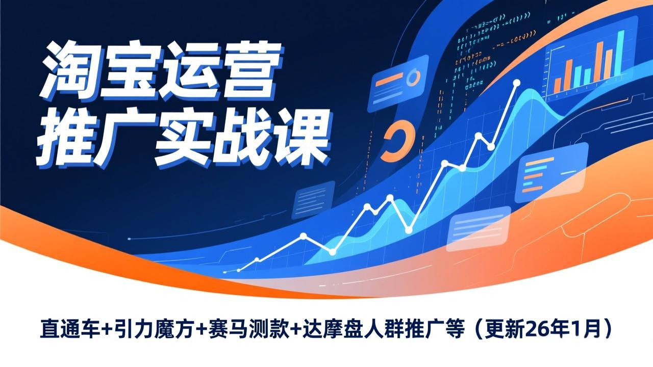 淘宝运营推广实战课，直通车+引力魔方+赛马测款+达摩盘人群推广等(更新26年1月-柒浠资源网