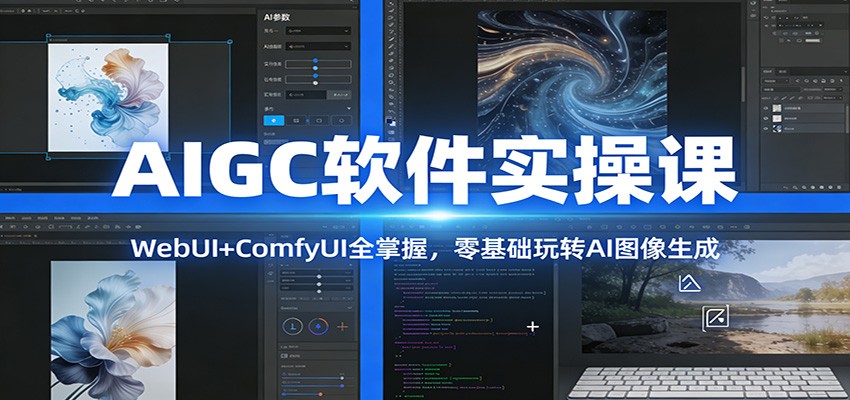 AIGC软件实操课：WebUI+ComfyUI全掌握，零基础玩转AI图像生成-柒浠资源网
