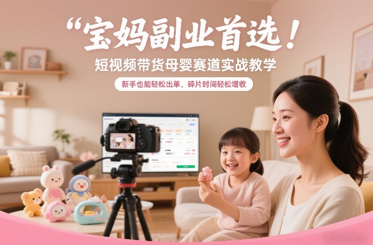 宝妈副业首选！短视频带货母婴赛道实战教学，新手也能轻松出单，碎片时间轻松增收-柒浠资源网