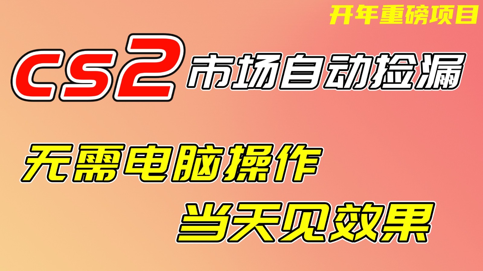 CS2市场挂机项，无需电脑操作，无需进入游戏，当天见效果，支持任何形式验证-柒浠资源网