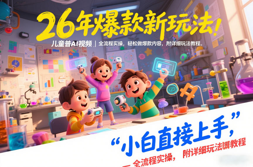 26年爆款新玩法，儿童科普AI视频，全流程实操，轻松做爆款内容，小白直接上手，附详细玩法教程-柒浠资源网