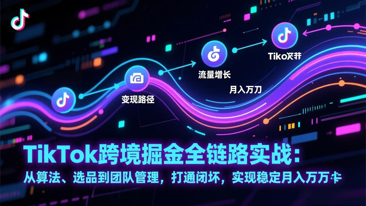 TikTok跨境掘金全链路实战：从算法、选品到团队管理，打通闭环，实现稳定月入万刀-柒浠资源网