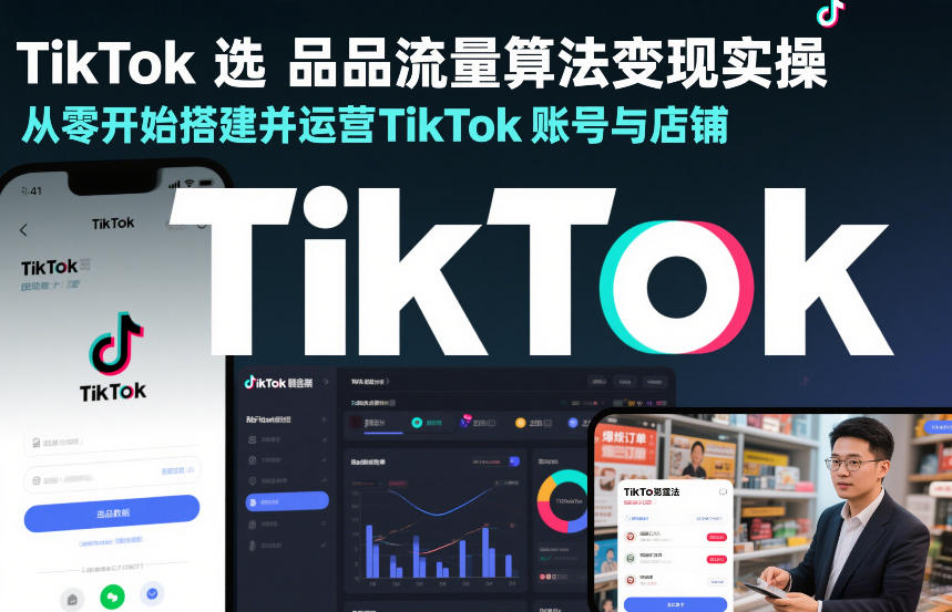 TikTok选品流量算法变现实操，从零开始搭建并运营TikTok账号与店铺-柒浠资源网