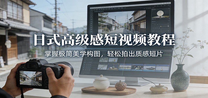 日式高级感短视频教程：掌握极简美学构图，轻松拍出质感短片-柒浠资源网