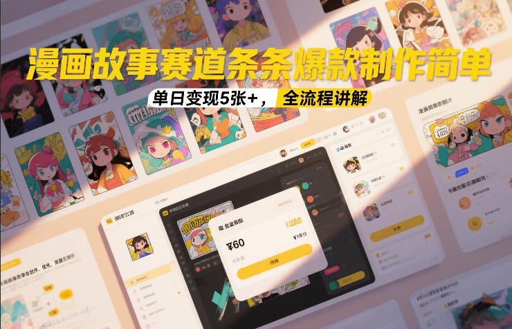 漫画故事赛道条条爆款制作简单，单日变现5张+，全流程讲解-柒浠资源网