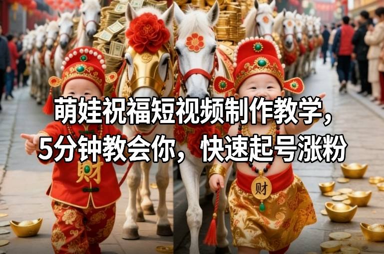 萌娃祝福短视频制作教学，5分钟教会你，快速起号涨粉-柒浠资源网