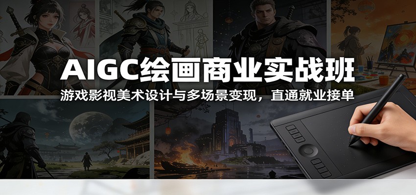 AIGC绘画商业实战班：游戏影视美术设计与多场景变现，直通就业接单-柒浠资源网