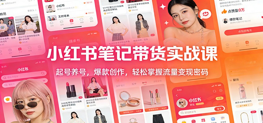 小红书笔记带货实战课：起号养号，爆款创作，轻松掌握流量变现密码-柒浠资源网
