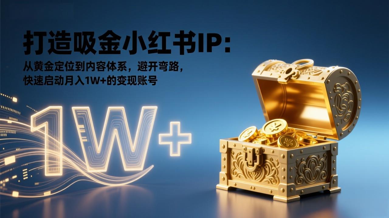 打造吸金小红书IP：从黄金定位到内容体系，避开弯路，快速启动月入1W+的变现账号-柒浠资源网