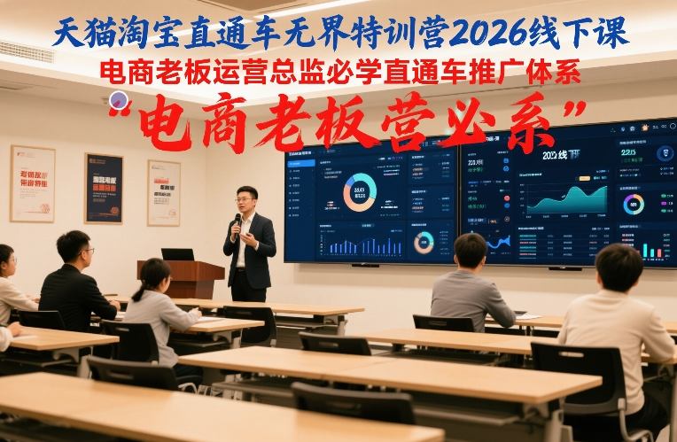 天猫淘宝直通车无界特训营2026线下课，电商老板运营总监必学直通车推广体系-柒浠资源网