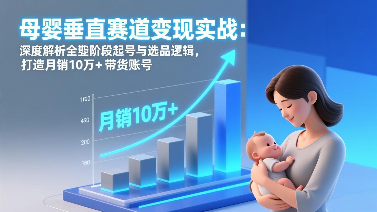 母婴垂直赛道变现实战：深度解析三大阶段起号与选品逻辑，打造月销10万+带货账号-柒浠资源网