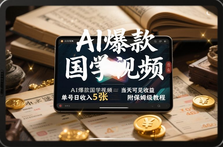 AI爆款国学视频，独家起号方法，小白直接上手，当天可见收益，单号日收入5张+附保姆级教程-柒浠资源网