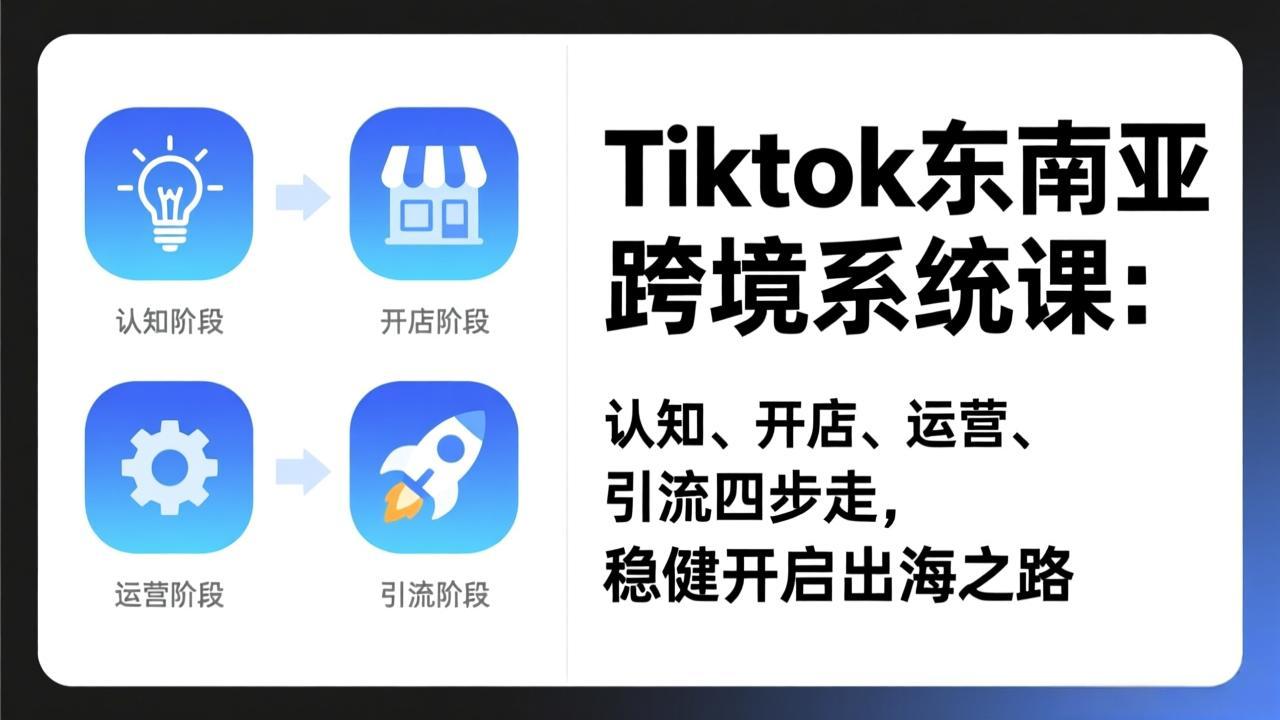 TikTok东南亚跨境系统课：认知、开店、运营、引流四步走，稳健开启出海之路-柒浠资源网