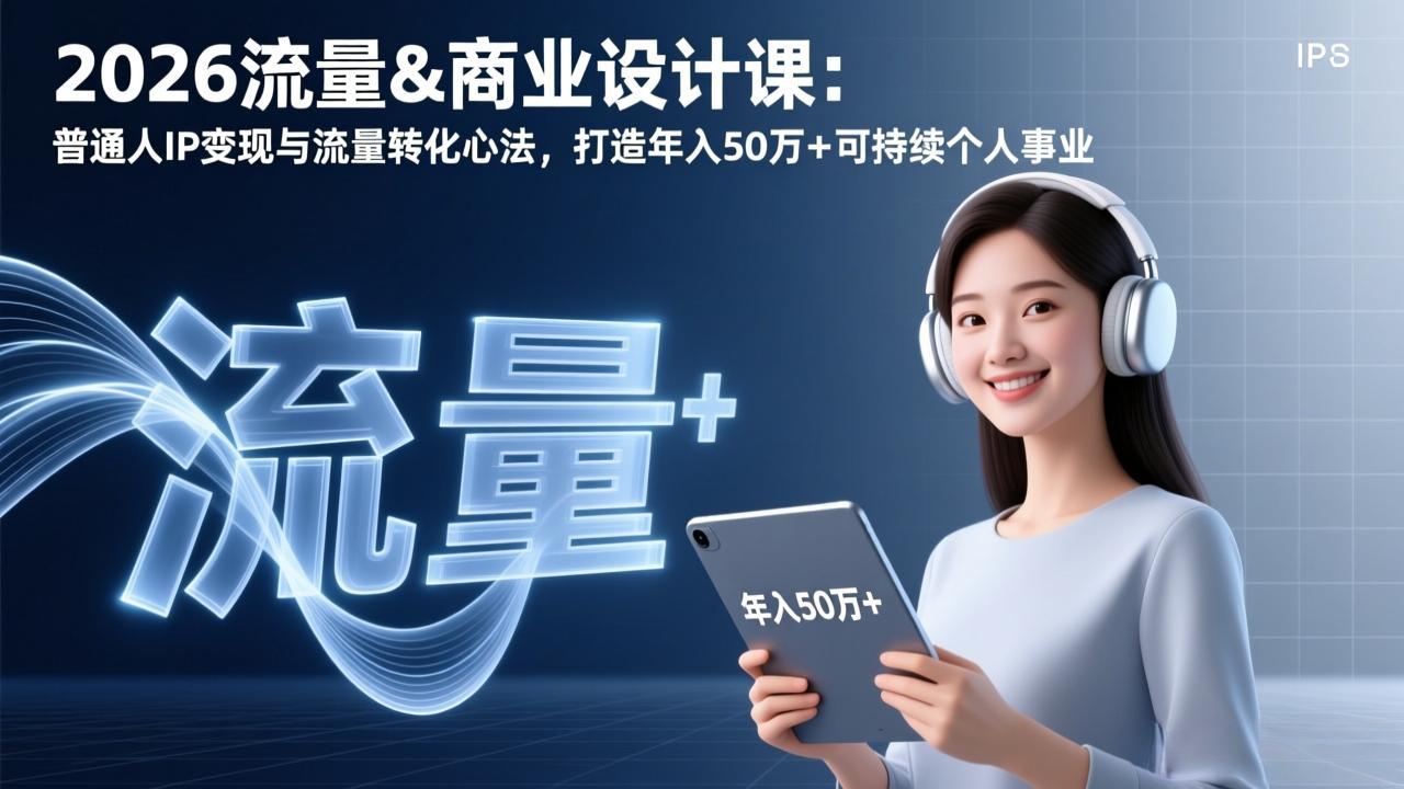 2026流量&商业设计课：普通人IP变现与流量转化心法，打造年入50万+可持续个人事业-柒浠资源网