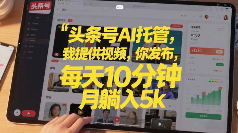 头条号AI托管，我提供视频，你发布，每天10分钟，月躺入5k+【揭秘】-柒浠资源网