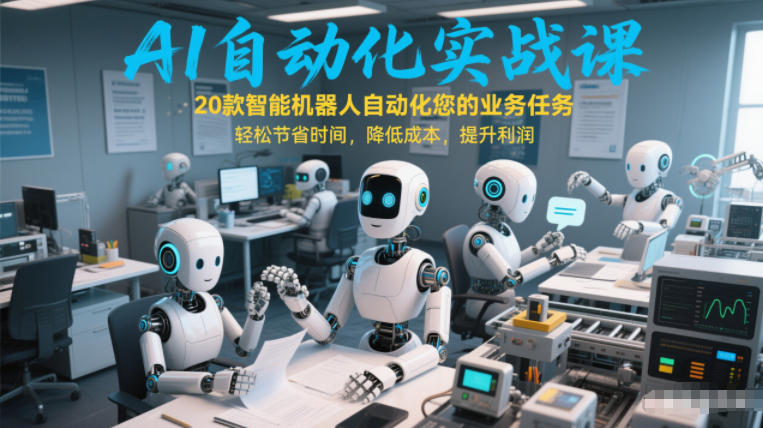 AI自动化实战课：20款智能机器人自动化您的业务任务，轻松节省时间，降低成本，提升利润-柒浠资源网