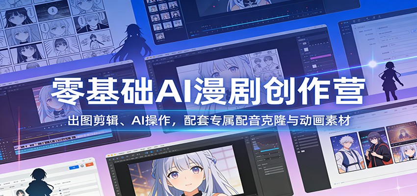 零基础AI漫剧创作营：出图剪辑、AI操作，配套专属配音克隆与动画素材-柒浠资源网