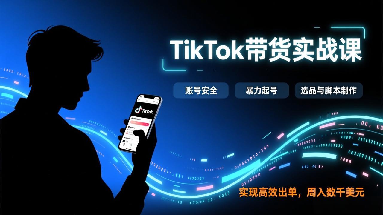 TikTok带货实战课，涵盖账号安全、暴力起号、选品与脚本制作，实现高效出单，周入数千美元-柒浠资源网