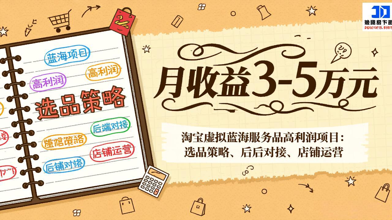 淘宝虚拟蓝海服务品高利润项目：选品策略、后端对接、店铺运营，月收益可达3-5万元-柒浠资源网