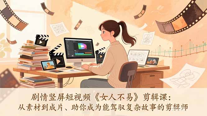 剧情竖屏短视频《女人不易》剪辑课:从素材到成片、助你成为能驾驭复杂故事的剪辑师-柒浠资源网