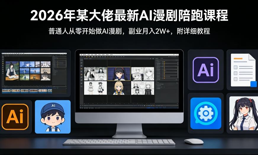 26年某大佬最新Ai漫剧陪跑课程,普通人从零开始做AI漫剧,副业月入2W+-柒浠资源网