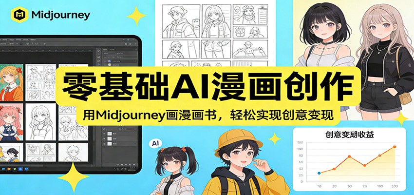 零基础AI漫画创作:用Midjourney画漫画书,轻松实现创意变现-柒浠资源网