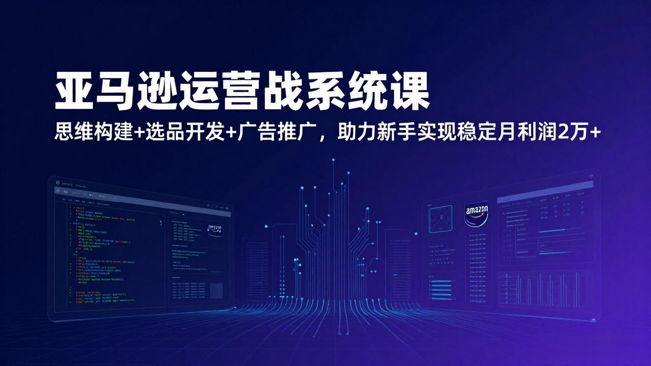 亚马逊运营实战系统课，思维构建+选品开发+广告推广，助力新手实现稳定月利润2万+(更新-柒浠资源网