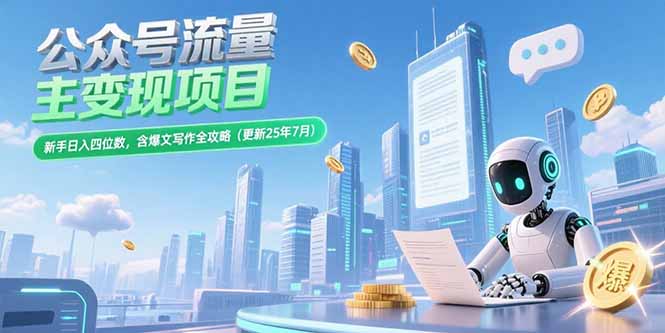 公众号流量主变现项目，新手日入四位数，含爆文写作全攻略(更新25年7月-柒浠资源网