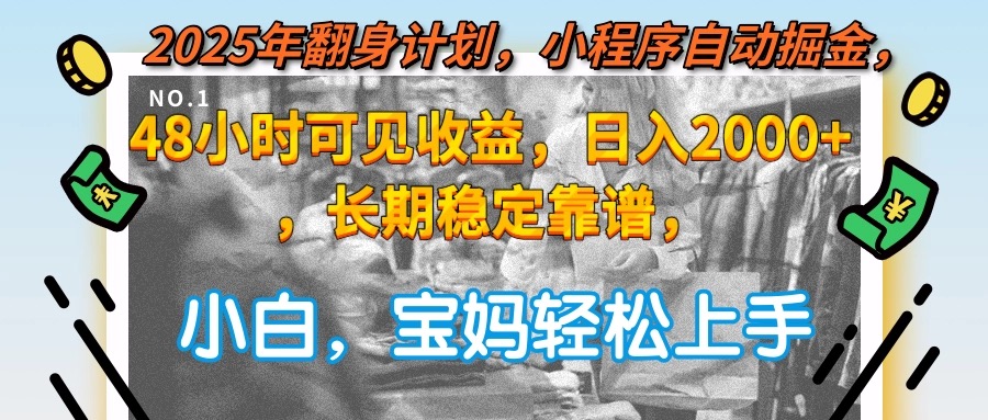 2025年翻身计划，小程序自动掘金48小时可见收益，日入2000+，长期稳定…-柒浠资源网