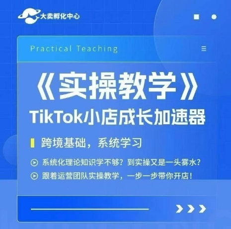 大卖家孵化中心TikTok实操课，TikTok小店成长加速器，跨境基础系统学习，一步一步带你开店-柒浠资源网
