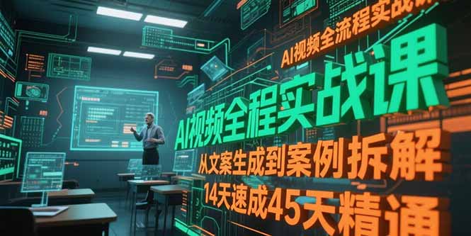 AI视频全流程实战课，从文案生成到案例拆解，14天速成45天精通-柒浠资源网