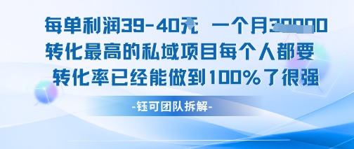 每单利润40一个月7k+转化最高的私域项目，每个人都要的产品转化率已经能做到100%-柒浠资源网