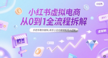 小红书虚拟电商从0到1全流程拆解，手把手教你复制，新手小白也能轻松月入过W-柒浠资源网
