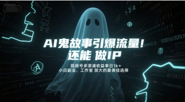 AI鬼故事引爆流量，还能做IP，视频号多渠道收益单日1k+，小白副业、工作室放大的最佳选择-柒浠资源网