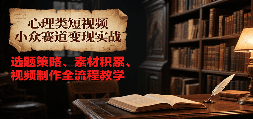 心理类短视频小众赛道变现实战，选题策略、素材积累、视频制作全流程教学-柒浠资源网