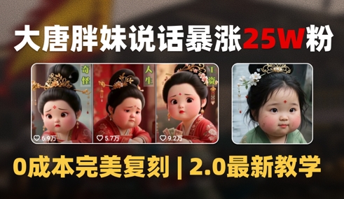 AI大唐胖贵妃说话2.0，40条视频暴涨40w粉，附独家变现攻略-柒浠资源网
