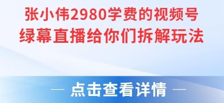 张小伟2980付费额视频号绿幕直播给你们拆解玩法-柒浠资源网
