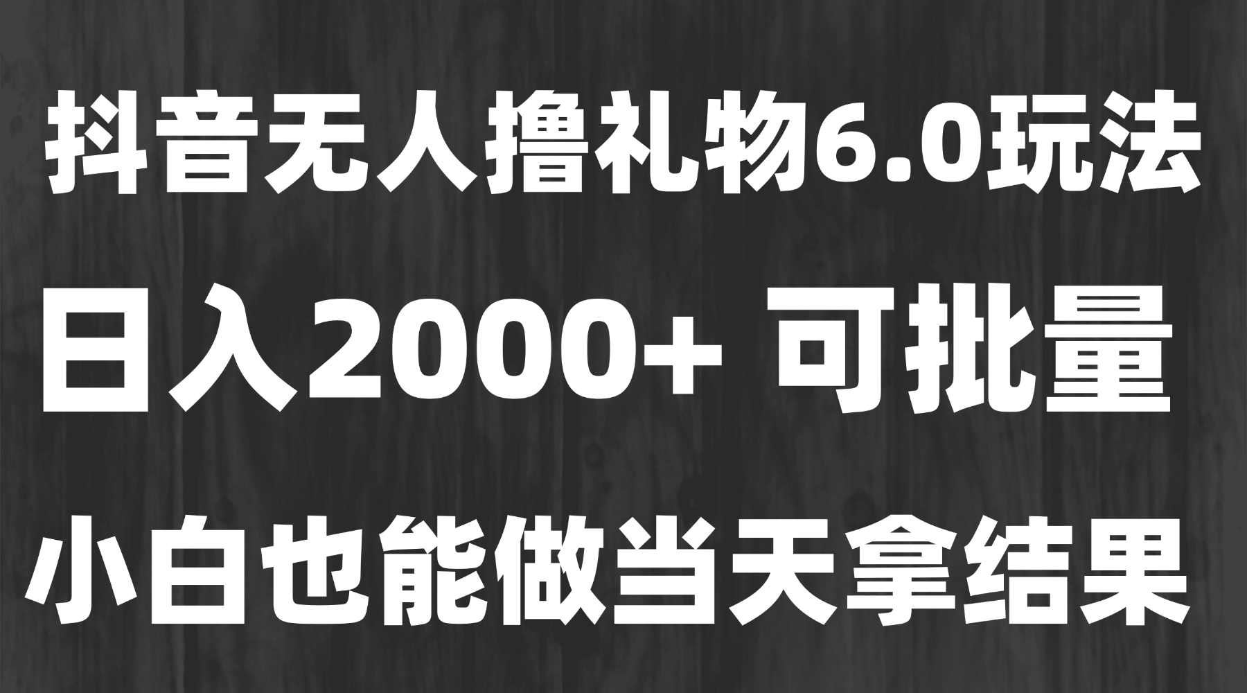 最新风口暴力撸金技术，无人撸礼物，长期稳定 一天收益2000+，小白当天…-柒浠资源网