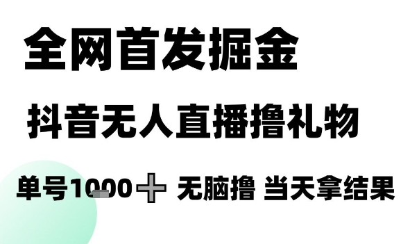 全网首发掘金抖音无人直播撸礼物，单号1k +无脑撸，当天拿结果【揭秘】-柒浠资源网