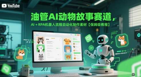 油管AI动物故事赛道，AI+RPA机器人流程自动化制作素材【保姆级教程】-柒浠资源网