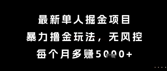 最新单人掘金项目，暴力撸金玩法，无风控，每个月多挣5k+【揭秘】-柒浠资源网