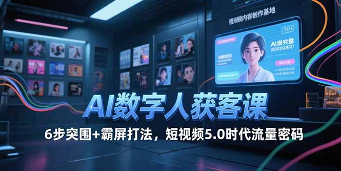 AI数字人获客课，6步突围+霸屏打法，短视频5.0时代流量密码-柒浠资源网