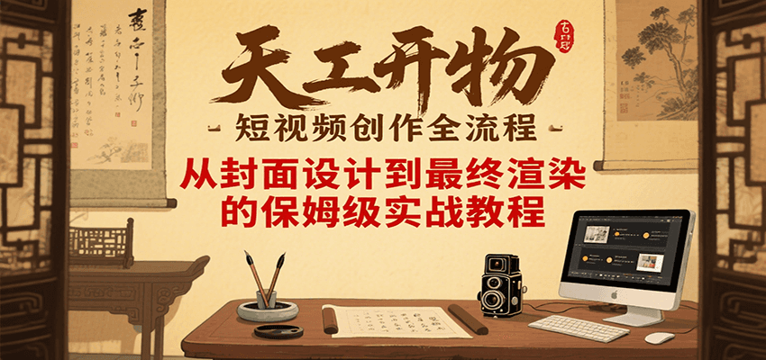 天工开物短视频创作全流程，从封面设计到最终渲染的保姆级实战教程-柒浠资源网