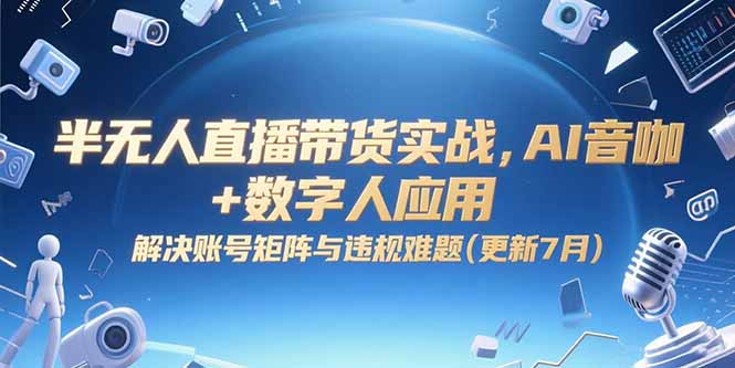 半无人直播带货实战，AI音咖+数字人应用 解决账号矩阵与违规难题(更新7月-柒浠资源网