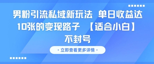 男粉引流私域新玩法，单日收益达10张的变现路子 【适合小白】不封号-柒浠资源网