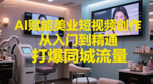 AI赋能美业短视频创作，从入门到精通，打爆同城流量，超级AI工具短视频实操落地-柒浠资源网